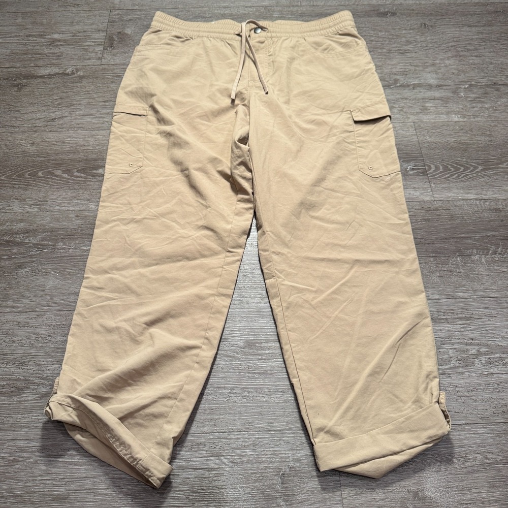 Columbia Cargo Pants Womens Large Beige Nylon Boundless Trek Hiking Outdoor